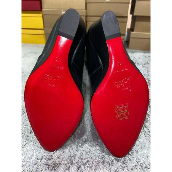 Christian Louboutin Civiliza 100 Black Calf Leather Knee High Wedge Heel Boot 40 - Picture 12 of 12